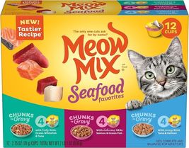 Meow Mix Seafood Favorites Wet Cat Food, Variety Pack, 2.75 Ounce Cup , ... - $10.89