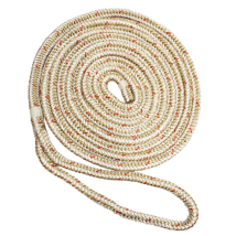 New England Ropes 1/2&quot; Double Braid Dock Line - White/Gold w/Tracer - 15&#39; - £53.13 GBP