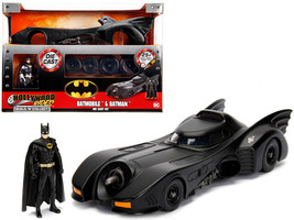 Model Kit Batmobile Matt Black w Batman Diecast Figurine Batman 1989 Mov... - $47.38