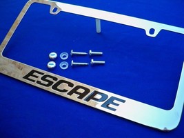 Fits Ford Escape Licensed Chrome Metal License Plate Frame w/ Logo Screw Caps - $22.76