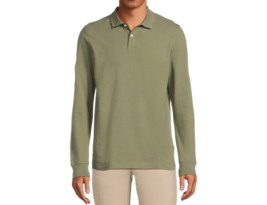 George Men&#39;s Pique Long Sleeves Polo Shirt , Green Artichoke Size M(38-40) - $21.77