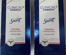 2 PK Secret Clinical Strength Invisible Solid Deodorant Active Fresh 1.6 oz 1/24 - £14.19 GBP