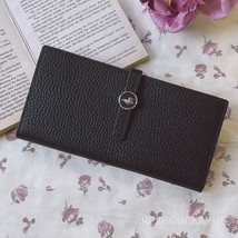 Leather Women Wallets  Long Hasp Lychee Pattern Coin Purses Female  Solid Colors - £61.79 GBP