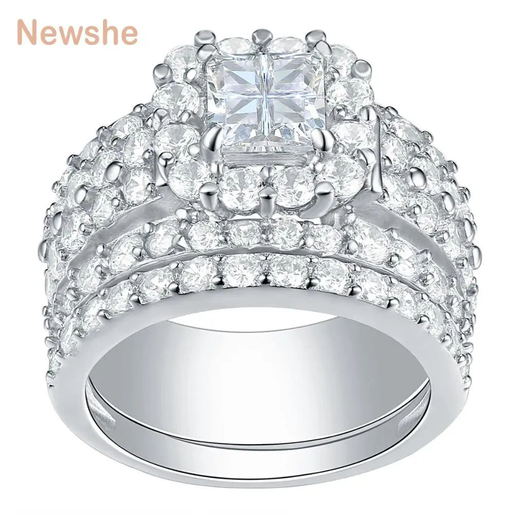 Halo Wedding Rings For Women 4 Carats Cross Cut AAAAA Zirconia Classic Jewelry 9 - £57.62 GBP