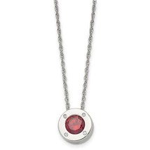 January Red Birthstone Circle Pendant 20 inch Loose Rope Chain Stainless Steel - £46.55 GBP