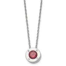 January Red Birthstone Circle Pendant 20 inch Loose Rope Chain Stainless Steel - $58.75