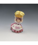 Lefton August Girl Figurine Flower Baskets Pink Dress Handkerchief 4.5&quot; - $23.29 CAD