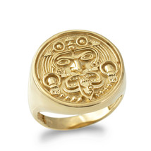 Authenticity Guarantee 
10K Yellow Gold Aztec Mayan Sun Ring - £562.35 GBP