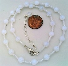 White Opal Glass Beaded Necklace - $7.75
