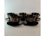 Set Of 5 Folkloric Tribal Native Design Tea Cups Mugs &amp; 5 Tapas Small Pl... - $35.64