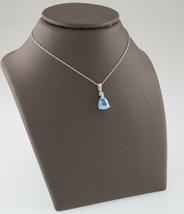 10k White Gold Pear Shaped Spinel Pendant with Diamond Accent and 18&quot; Chain - £160.91 GBP