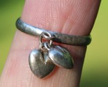 size 6 sterling silver ring LADIES band DANGLING HEARTS &quot;PD&quot;  Estate Sale! - £25.07 GBP