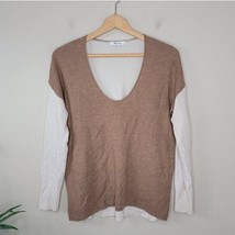 Madewell | Tan Cream Kimball Colorblock Pullover Sweater, womens size small - $29.03