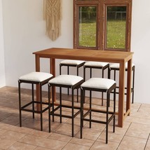  Garden Bar Set Brown, Cream Solid acacia wood Large - $698.49