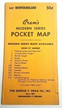 Vintage 1950&#39;s Cram&#39;s Modern Series Pocket Map #237 Newfoundland Canada - $318.94 MXN