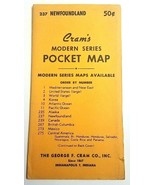 Vintage 1950&#39;s Cram&#39;s Modern Series Pocket Map #237 Newfoundland Canada - €14,57 EUR