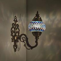 Handmade Wall Lamp Mosaic Shade, 2019 Stunning 16.5&quot; Height - 4.5&quot; Globe, Turkis - £50.28 GBP