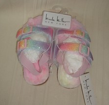 Nicole Miller Multicolor Glitter &amp; Faux Fur Sandals Slides Toddler Size ... - £10.11 GBP