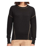 DKNY Womens Metallic Seam Crew Neck Sweater, Medium, Black - £50.76 GBP