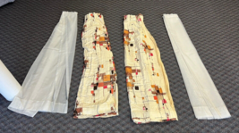 Vintage CURTAIN PANELS SET Barkcloth mid century modern drapes pinch ple... - £99.60 GBP