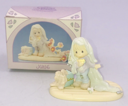 1989 Precious Moments June Monthly Figurines 573353 Girl w/Flowers - £7.41 GBP