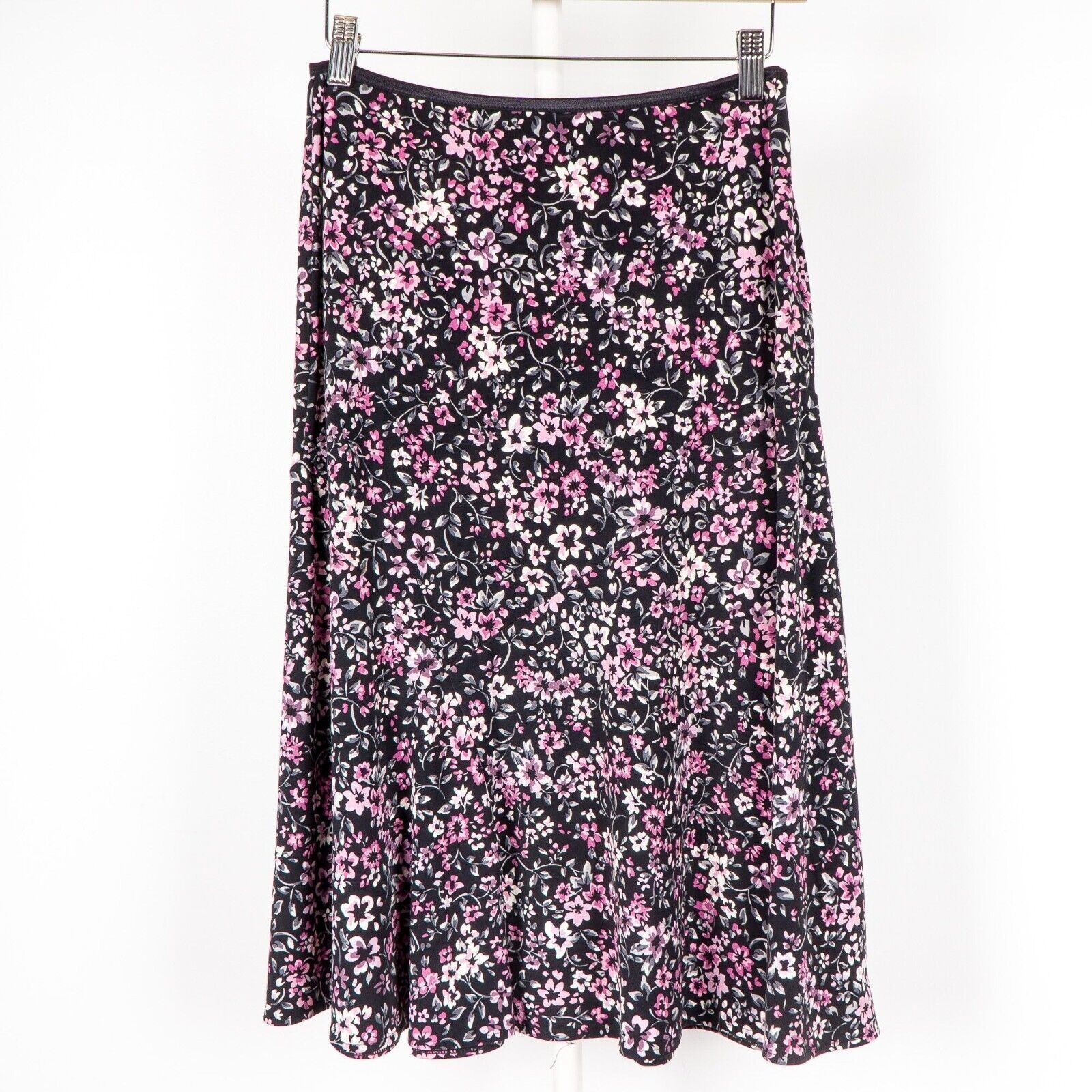 Primary image for Casual Corner Annex Skirt Women S Petite Floral Black Purple White Elastic Waist