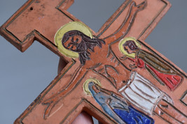 ⭐vintage  terracotta Cross of Saint Damien ,crucifix⭐ - £42.81 GBP