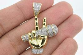 Men&#39;s 1.96Ct Round Cut Diamond 14K Yellow Gold Over Hip Hop Iced Out Pendant - £139.68 GBP