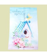 Welcome Spring Eurasian Blue Tit &amp; Bird House Garden Yard Flag 12x18 - £6.42 GBP