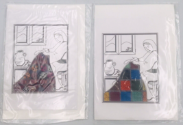 2 Embroidered Art Greeting Card by Noelle Shawa Deaf Womens Group Woman ... - $16.69