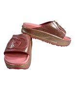 Gucci GG Logo Pink Sparkle Glitter Platform Slides Sandals Size 38 / US ... - $397.36