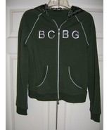 BCBG MAX AZRIA GREEN W/ SILVER EMBELLISHMENTS HOODED ZIP FRONT JACKET - £17.07 GBP