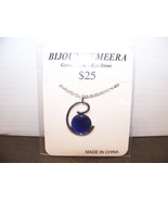 Blue Genuine Cat&#39;s Eye Stone Pendant Necklace Bijoux by Meera - £14.15 GBP