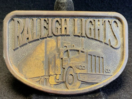 Vtg Collectible Raleigh Lights Cigarettes Tractor Trailer Semi Belt Buckle - £23.66 GBP