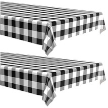 Beige and Cream Plaid Checkered Plastic Table Cover Farmhouse Decor, 54&quot;... - £14.33 GBP+