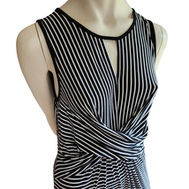 Spenser Jeremy Sleeveless Maxi Dress Size Large Black White Jersey Knit Striped - £14.90 GBP