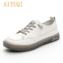 AIYUQI Loafers Ladies Leather Large Size Spring New Lace-up White Shoes Women Fa - £63.93 GBP