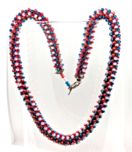 &quot;Follow the Flag&quot; Crocheted Glass Necklace Handcrafted Jewelry Designs Fashion - £11.31 GBP