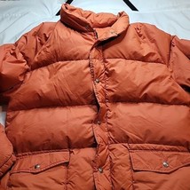 VTG Pacific Trail Goose Down Puffer Jacket Mens Size Large Orange Snap Off Hood  - £59.07 GBP