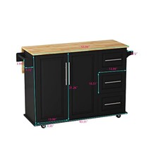 Mobile Kitchen Island Cart On Wheels With Wood Drop Leaf Breakfast Bar, 2 Door C - £315.43 GBP