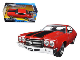 Dom&#39;s Chevrolet Chevelle SS Red w Black Stripes Fast &amp; Furious Movie 1/24 Diecas - £32.87 GBP