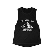 Women&#39;s Flowy Scoop Muscle Tank, &quot;I Like Mountains&quot; Mountain Print, White Text,  - $27.81+