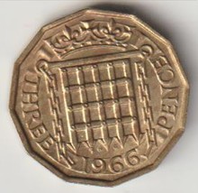 1966 British UK Great Britain England Three Pence coin Peace Age 58 KM#9... - £2.27 GBP