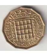 1966 British UK Great Britain England Three Pence coin Peace Age 58 KM#9... - £2.31 GBP