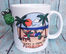 Vtg Life&#39;s A Croc Florida Coffee Mug Cup 3D Crocodile Palm Trees Vacatio... - £3.95 GBP