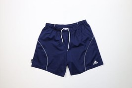 Vintage Adidas Mens Medium Spell Out Running Jogging Soccer Shorts Navy Blue - £31.10 GBP