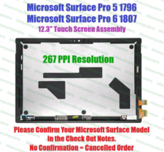 12.3&quot; Touch Screen LCD Display Assembly Microsoft Surface Pro5 1796 Pro 6 - $117.25