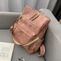 Academy Style 2019 New Pu Leather Women&#39;s Backpack Solid Color Soft Face Travel  - $53.00