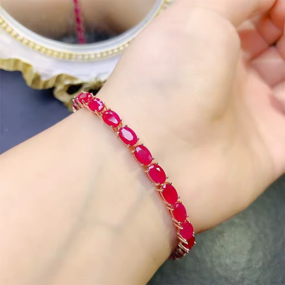 natural ruby bracelet silver sterling 925 ruby gemstones bracelet - stone queen Item image 4