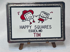 Vtg Square Dance Flare Caller Happy Squares Essex, MD TIM Belt Buckle - £23.42 GBP